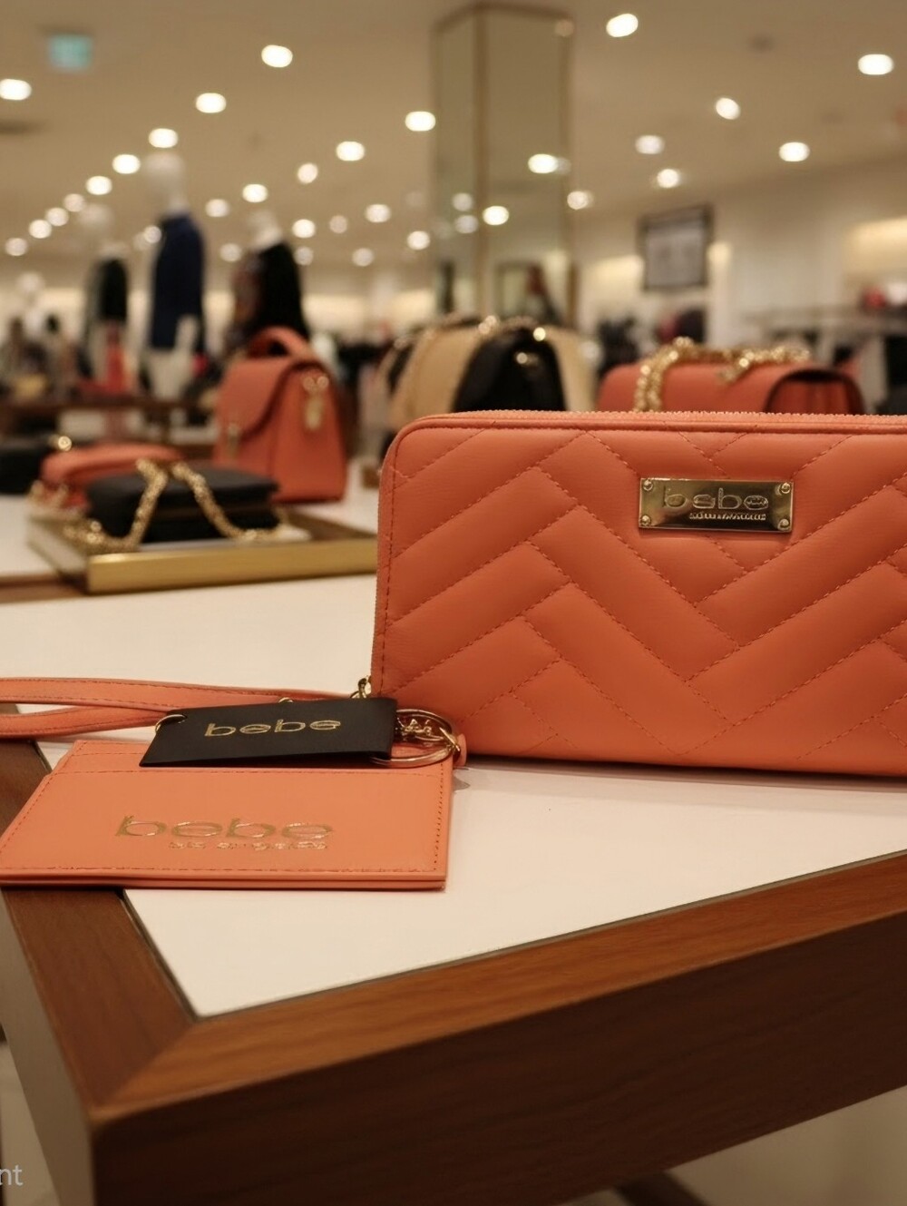 bebe Quilted Wristlet Wallet in Orange Like New